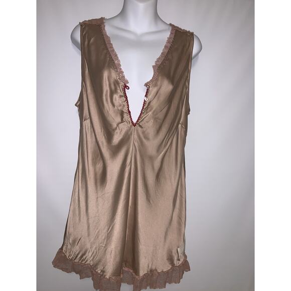 Odd Molly Silk Light Brown Sleeveless V-Neck Silk Blouse Top Tunic Size 4 - Picture 2 of 10